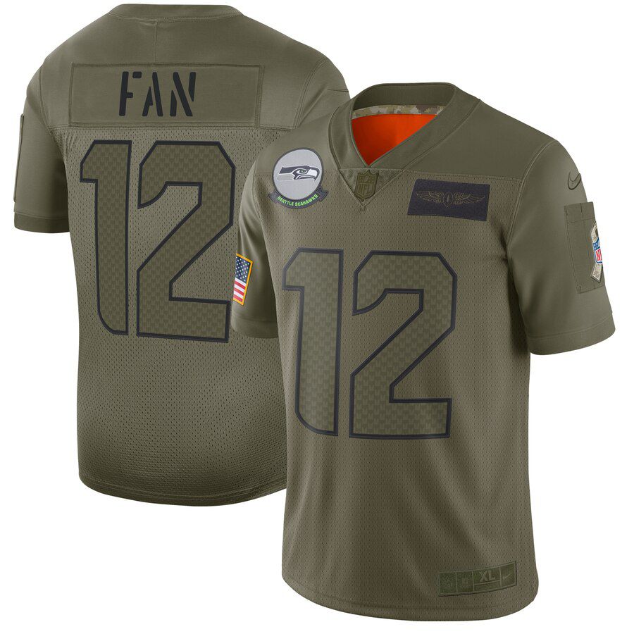 Men Seattle Seahawks #12 Fan Green Nike Olive Salute To Service Limited NFL Jerseys->seattle seahawks->NFL Jersey
